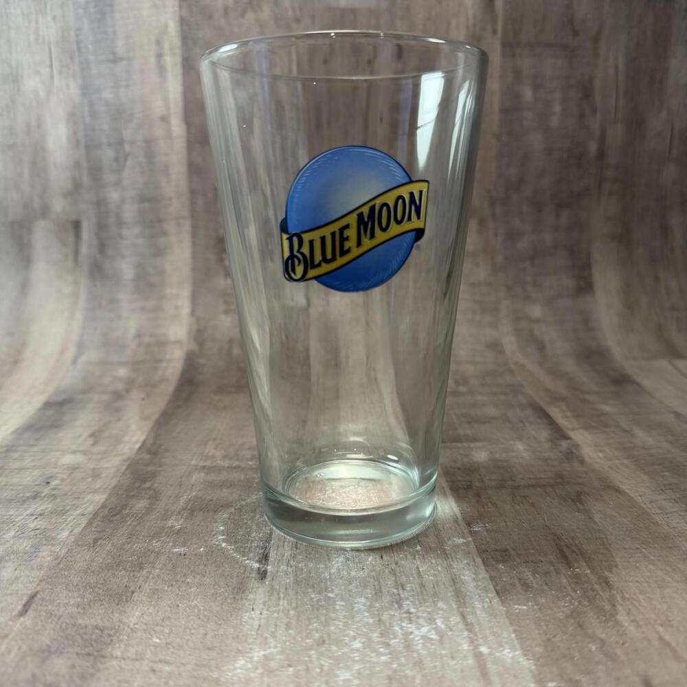 Blue Moon 16oz Pint Beer Glass Tumbler Drinking Cocktail Clear Glass 5.75" Tall